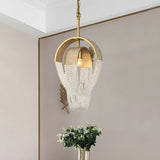 Art Deco Modern Oval Clear Crystal Pendant Light Image - 3