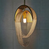 Art Deco Modern Oval Clear Crystal Pendant Light Image - 4