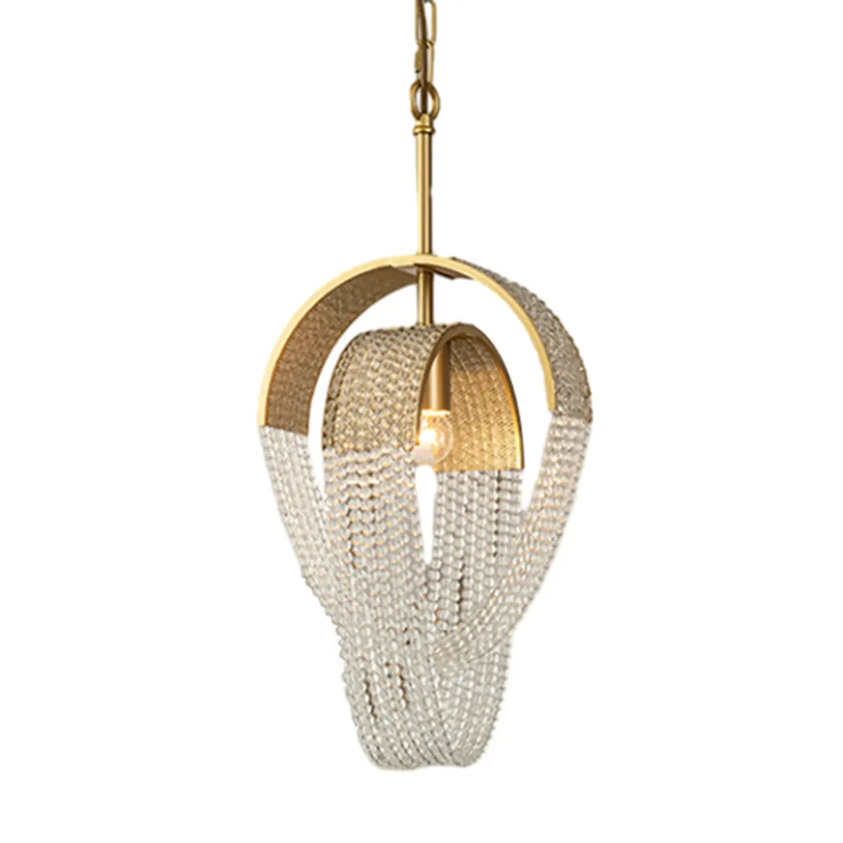 Art Deco Modern Oval Clear Crystal Pendant Light Image - 5