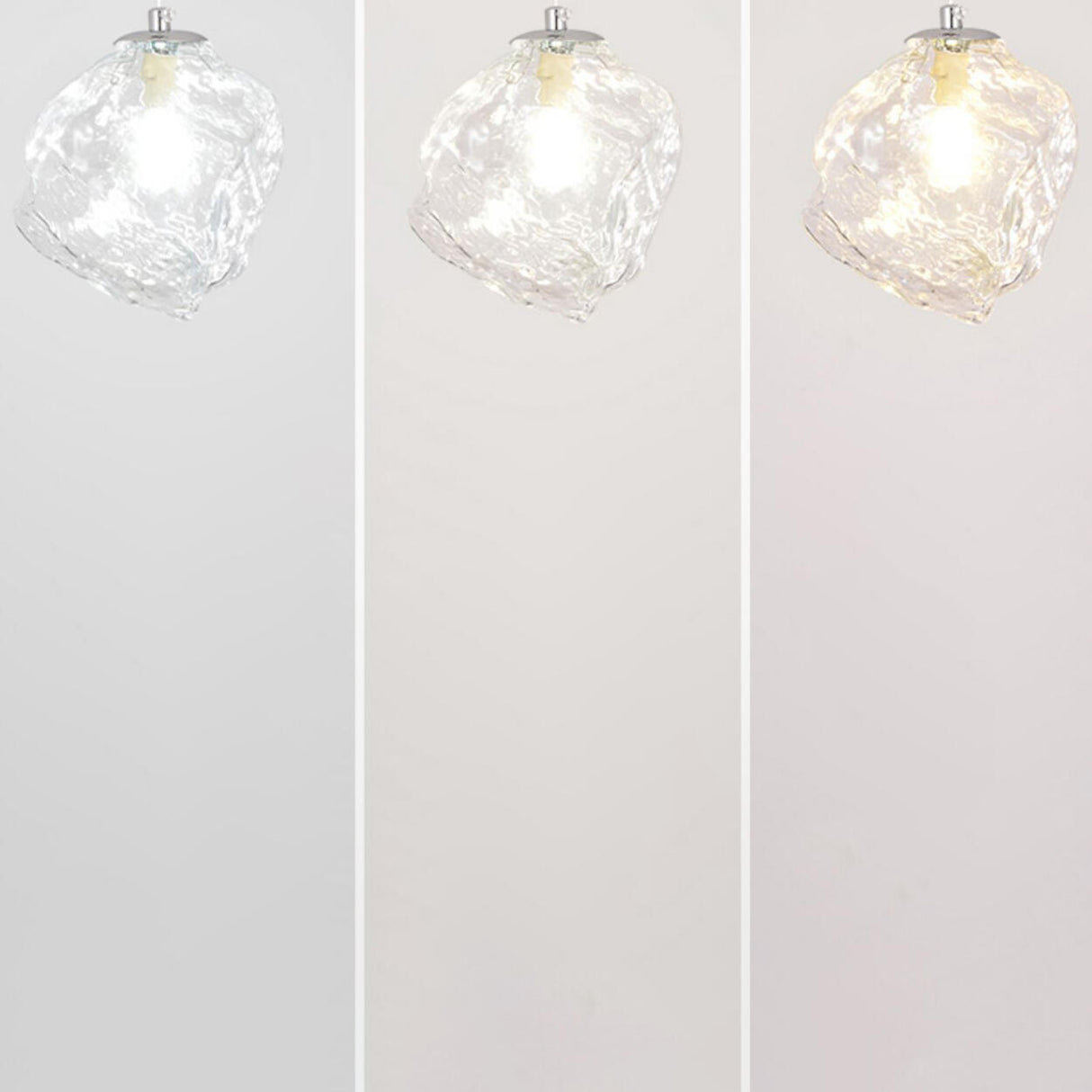 Art Deco Modern Textured Clear Glass Rock Pendant Light Image - 12