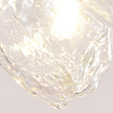 Art Deco Modern Textured Clear Glass Rock Pendant Light Image - 8