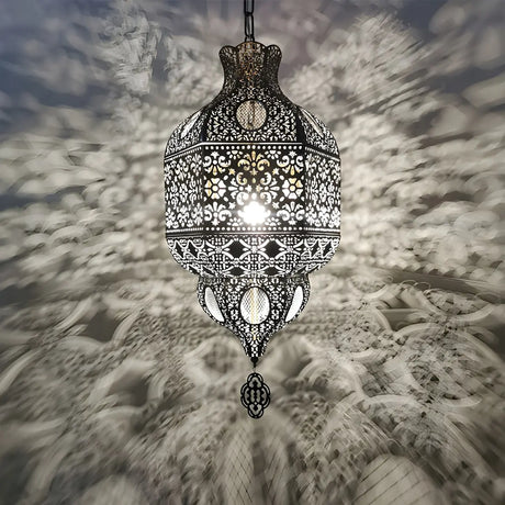 Art Deco Moroccan Bronze Lantern Pendant Chandelier Image - 2