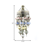 Art Deco Multicolor Mosaic Glass Oval Pendant Chandelier #size