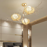 Art Deco Natural Gold Branch Bird Nest Egg Chandelier Image - 2