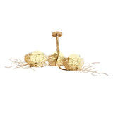 Art Deco Natural Gold Branch Bird Nest Egg Chandelier Image - 3