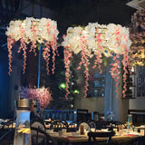 Art Deco Restaurant Floral Drum Pink Petal Chandelier Image - 3