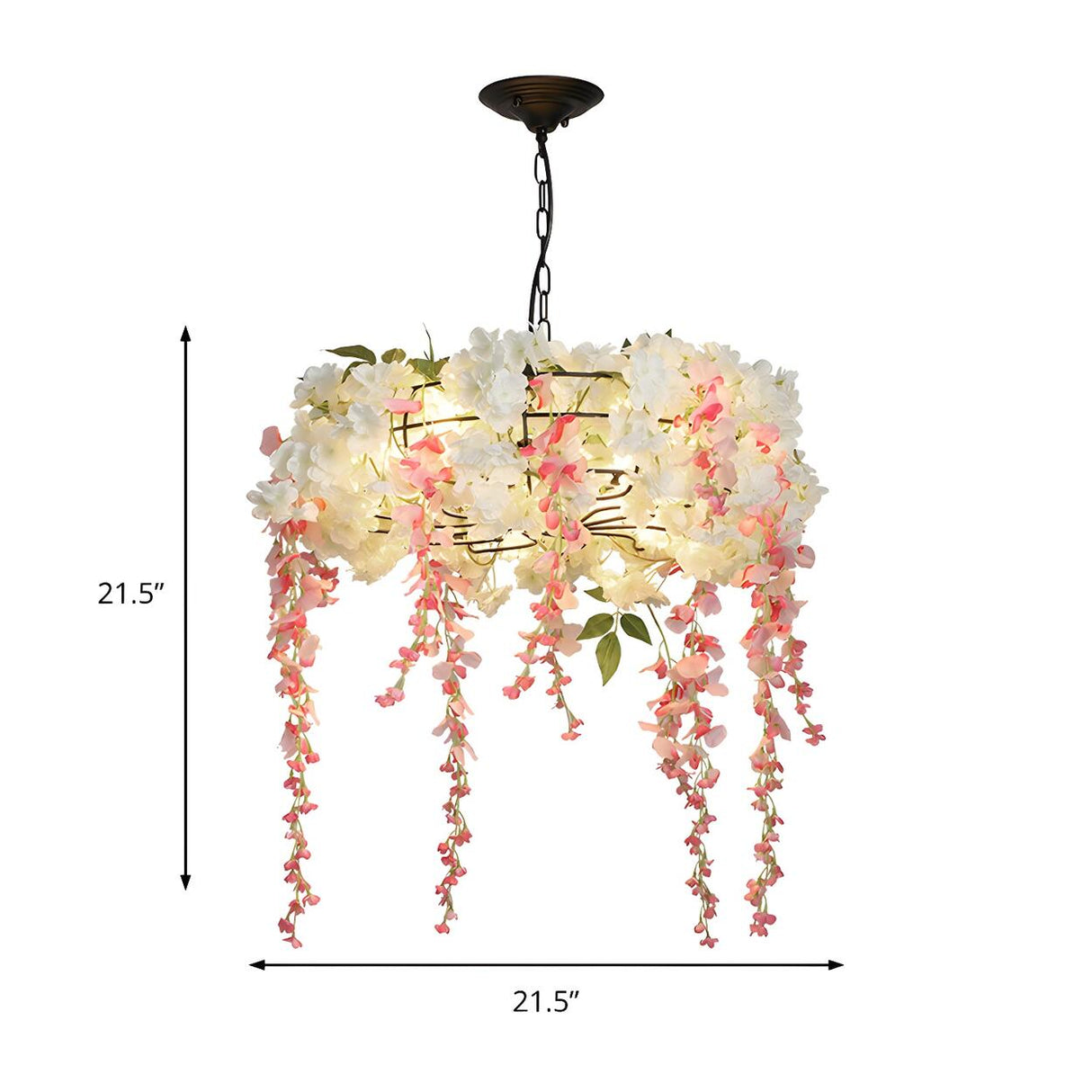 Art Deco Restaurant Floral Drum Pink Petal Chandelier 