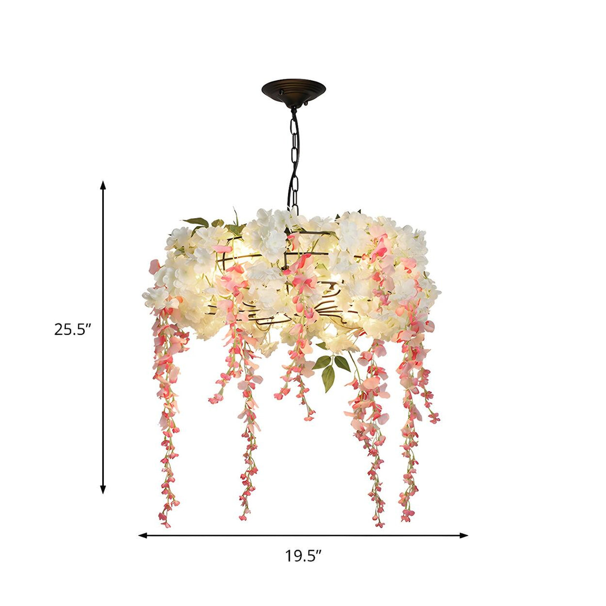 Art Deco Restaurant Floral Drum Pink Petal Chandelier Image - 6