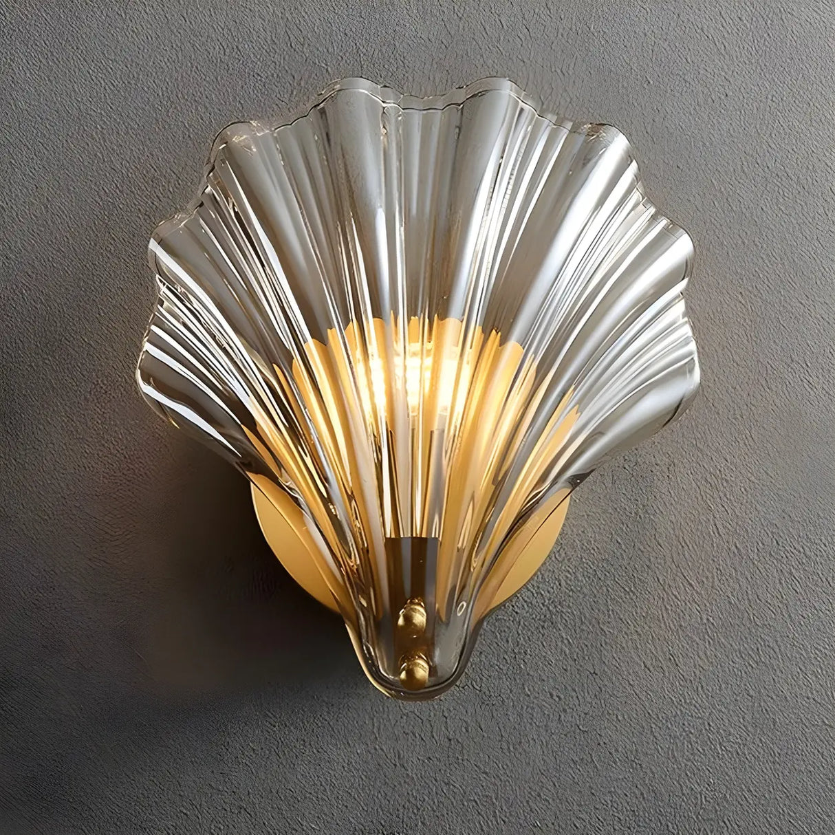 Art Deco Shell Glass Gold Finish LED Vanity Lights Image - 12