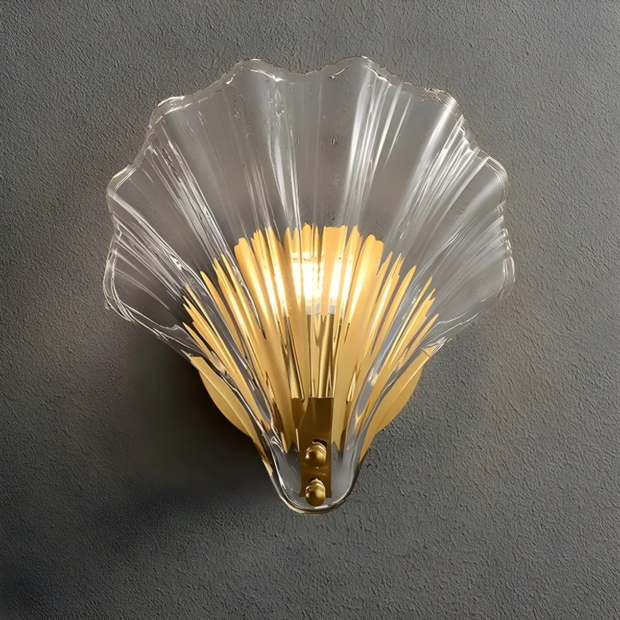 Art Deco Shell Glass Gold Finish LED Vanity Lights Image - 9