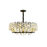 Art Deco Square Circular Crystal Prism Pendant Chandelier Image - 7