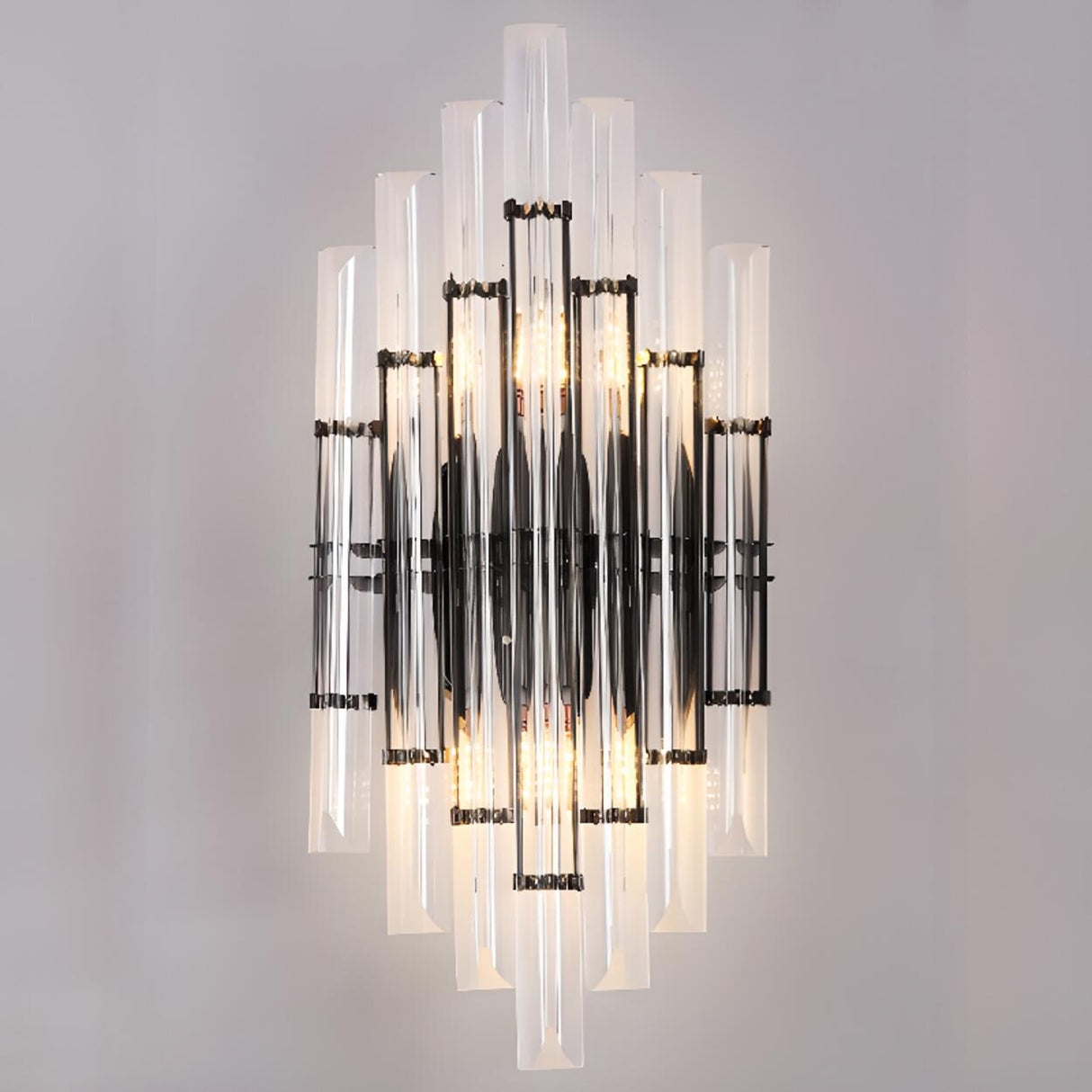 Art Deco Style White Crystal Wall Sconce Image - 2