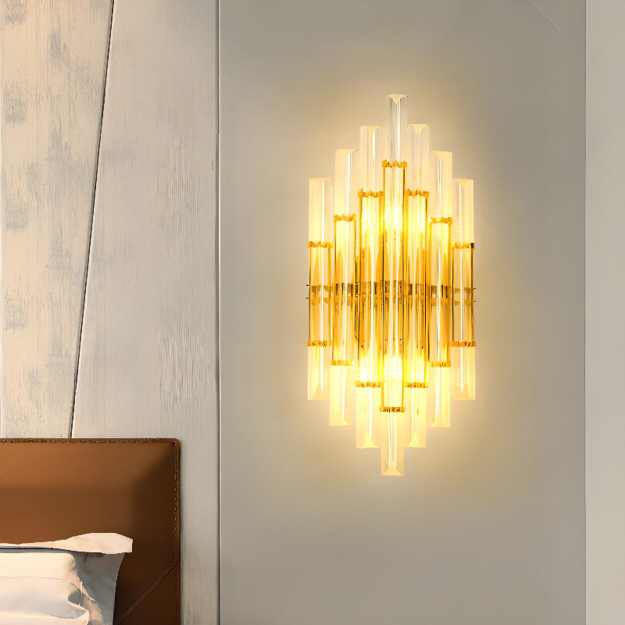 Art Deco Style White Crystal Wall Sconce Image - 8