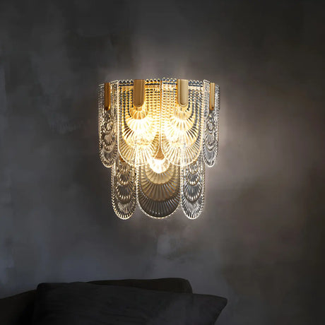 Art Deco Tiered Crystal Wall Sconce Lighting Image - 1