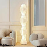 Art Deco Wave Patterned Column Metal Floor Lamp Image - 2