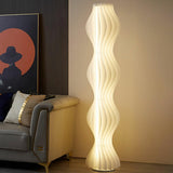 Art Deco Wave Patterned Column Metal Floor Lamp Image - 6