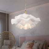 Art Deco White Abstract Flowing Bedroom Pendant Light Image - 2