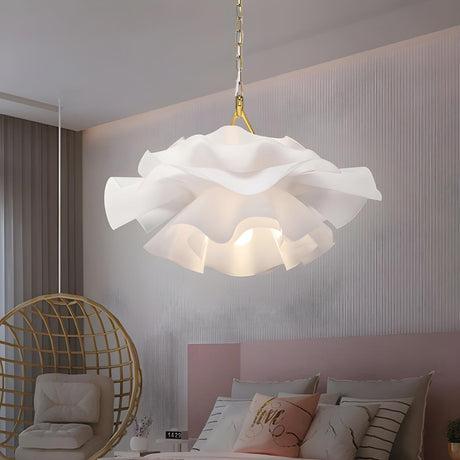 Art Deco White Abstract Flowing Bedroom Pendant Light Image - 2