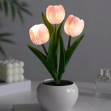 Art Elegant Tulip Ceramic Flower Shape LED Table Lamp Image - 15