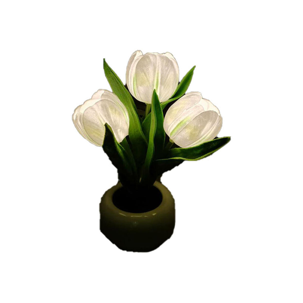 Art Elegant Tulip Ceramic Flower Shape LED Table Lamp Image - 17