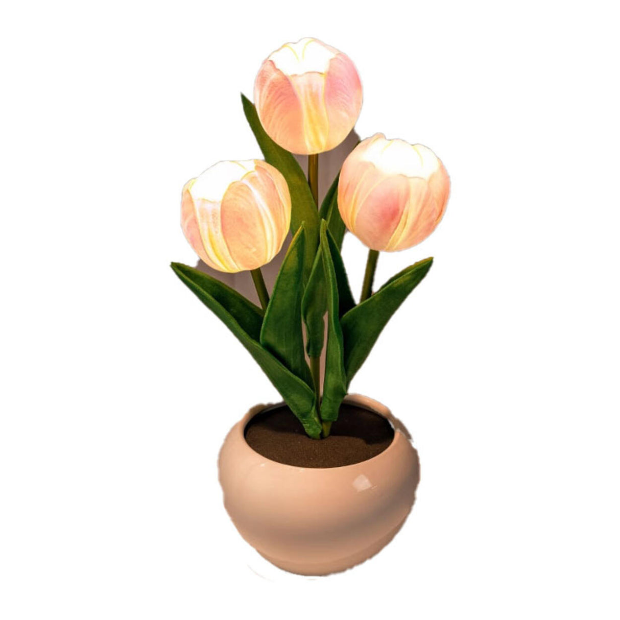 Art Elegant Tulip Ceramic Flower Shape LED Table Lamp Image - 18