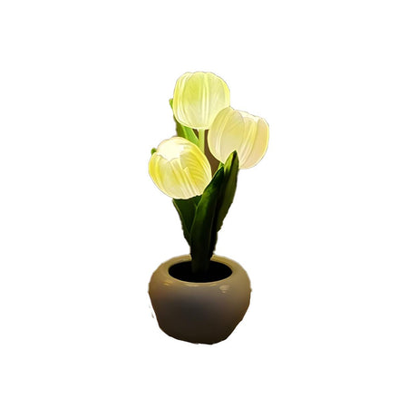 Art Elegant Tulip Ceramic Flower Shape LED Table Lamp Image - 2