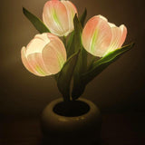 Art Elegant Tulip Ceramic Flower Shape LED Table Lamp Image - 6