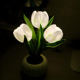 Art Elegant Tulip Ceramic Flower Shape LED Table Lamp Image - 7