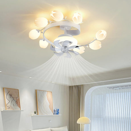 Art Elegant Tulip Multilight Floral Ceiling Fan Light Image - 1