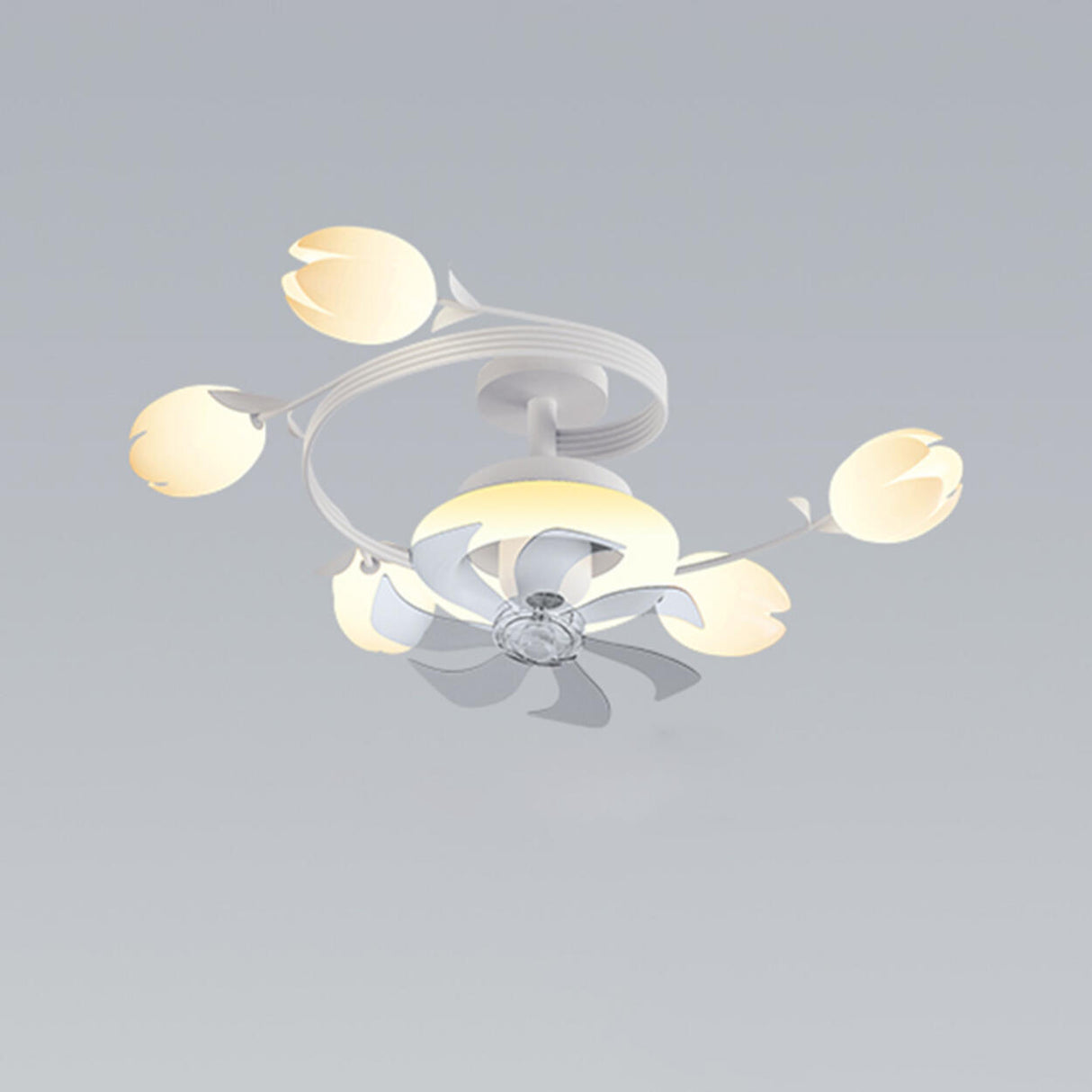 Art Elegant Tulip Multilight Floral Ceiling Fan Light Image - 7