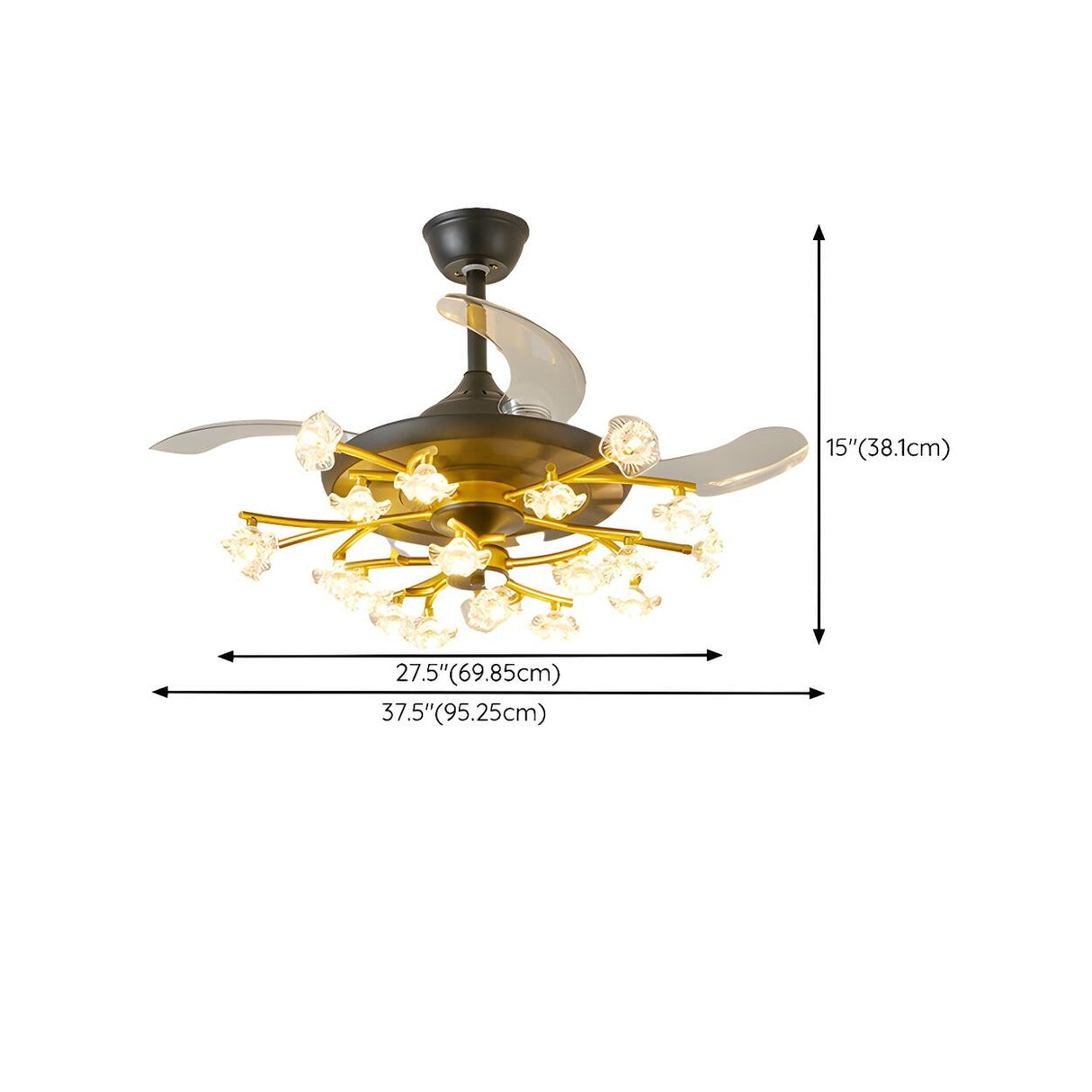 Art Firefly Gold Floral Modern Ceiling Fan with Light 