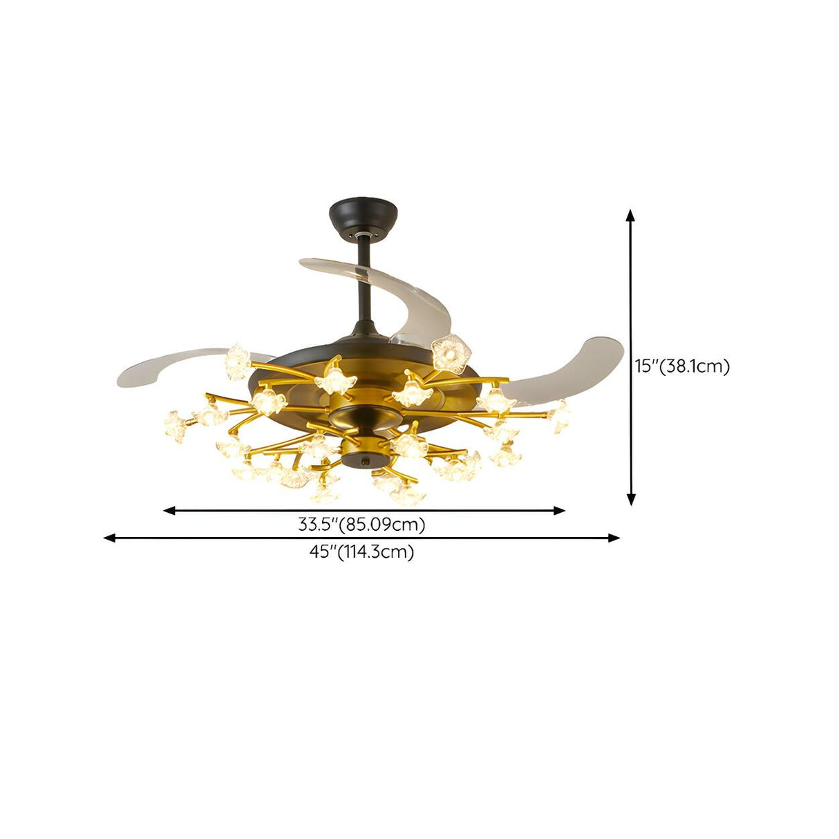 Art Firefly Gold Floral Modern Ceiling Fan with Light Image - 12