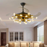 Art Firefly Gold Floral Modern Ceiling Fan with Light Image - 2