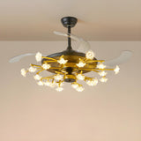 Art Firefly Gold Floral Modern Ceiling Fan with Light Image - 7