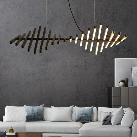 Art-Inspired Fishbone LED Dining Room Pendant Light Image - 1