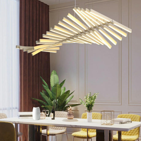 Art-Inspired Fishbone LED Dining Room Pendant Light Image - 2