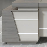 Artificial Wood Storage Drawers L-Shape Executive Desk Image - 9