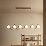 Artistic 6-Light Wave and Globe Shades Pendant Light Image - 1