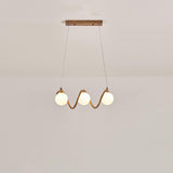 Artistic 6-Light Wave and Globe Shades Pendant Light Image - 2