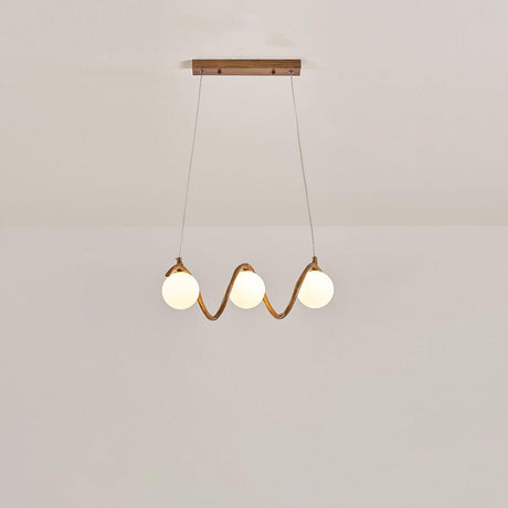 Artistic 6-Light Wave and Globe Shades Pendant Light Image - 2