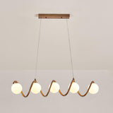 Artistic 6-Light Wave and Globe Shades Pendant Light Image - 3