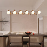 Artistic 6-Light Wave and Globe Shades Pendant Light Image - 8