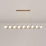 Artistic 6-Light Wave and Globe Shades Pendant Light Image - 9