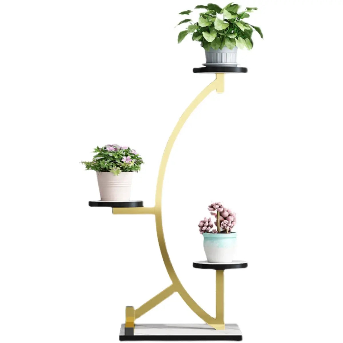 Artistic Arc Wood Indoor Three Tray Plant Stand Black Image - 10