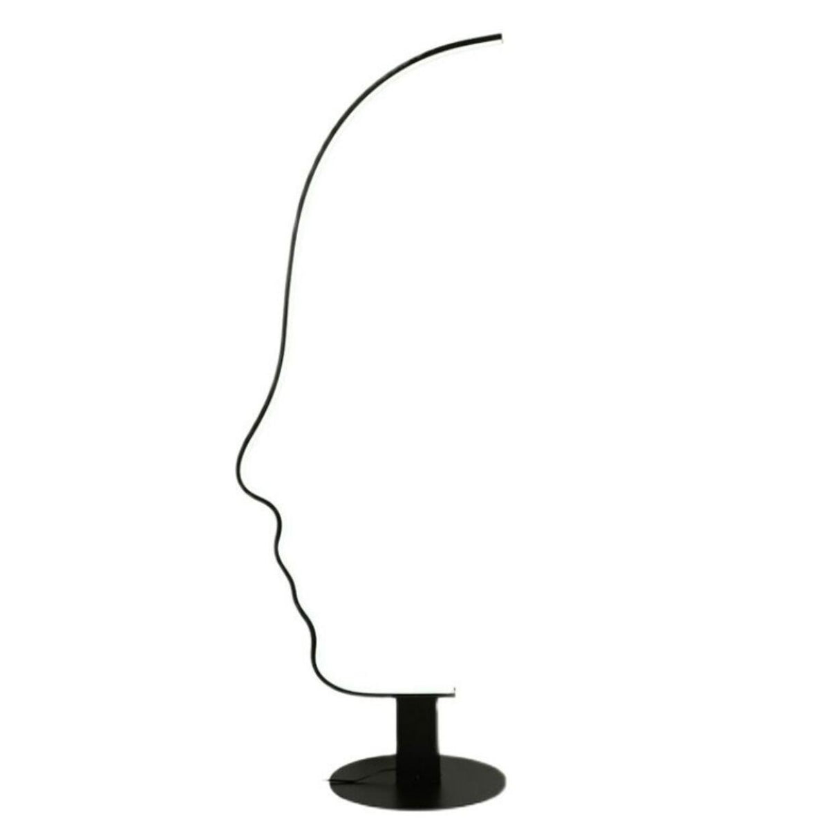 Artistic Black Face-Shaped Linear Metal Floor Lamp Image - 6