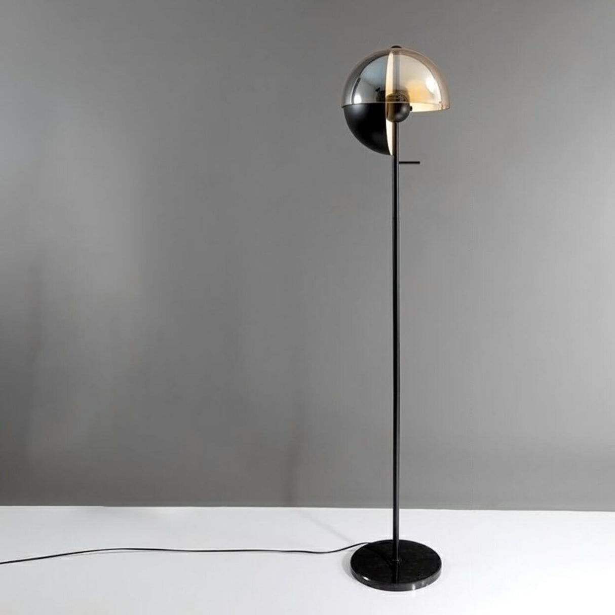 Artistic Black Glass Rotating Theia Floor Lamp Image - 2