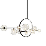 Artistic Black Globe and Ring Island Pendant Light Image - 9