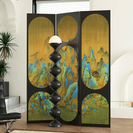 Artistic Black Landscape Folding Privacy Room Divider Image - 1