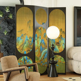 Artistic Black Landscape Folding Privacy Room Divider Image - 4