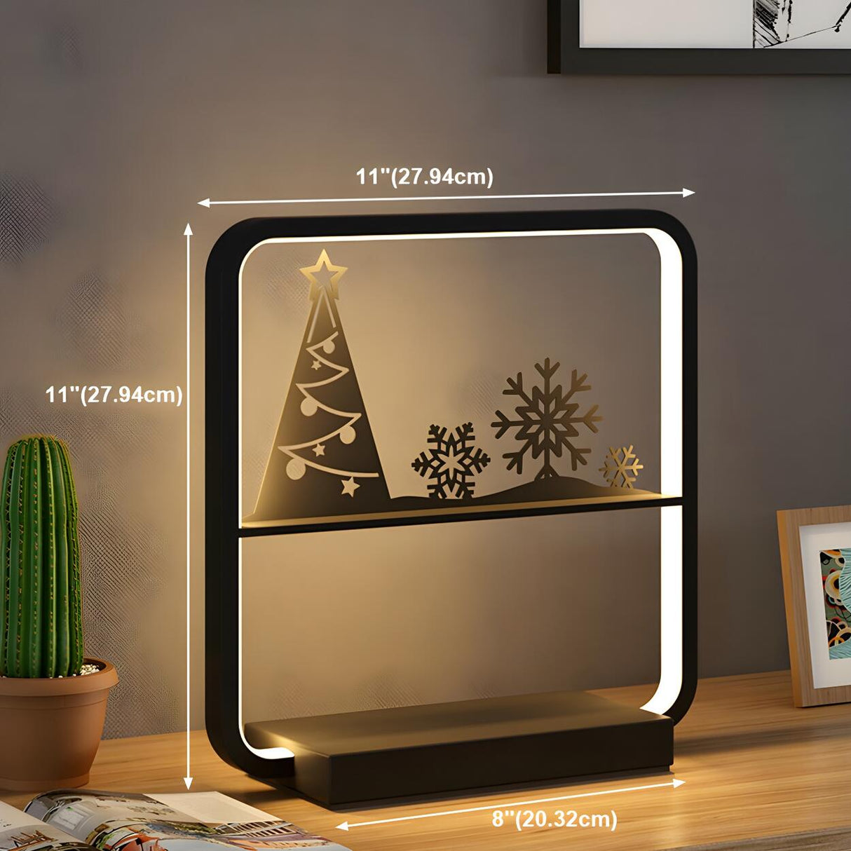 Artistic Black Tree Silhouette Square LED Table Lamp 